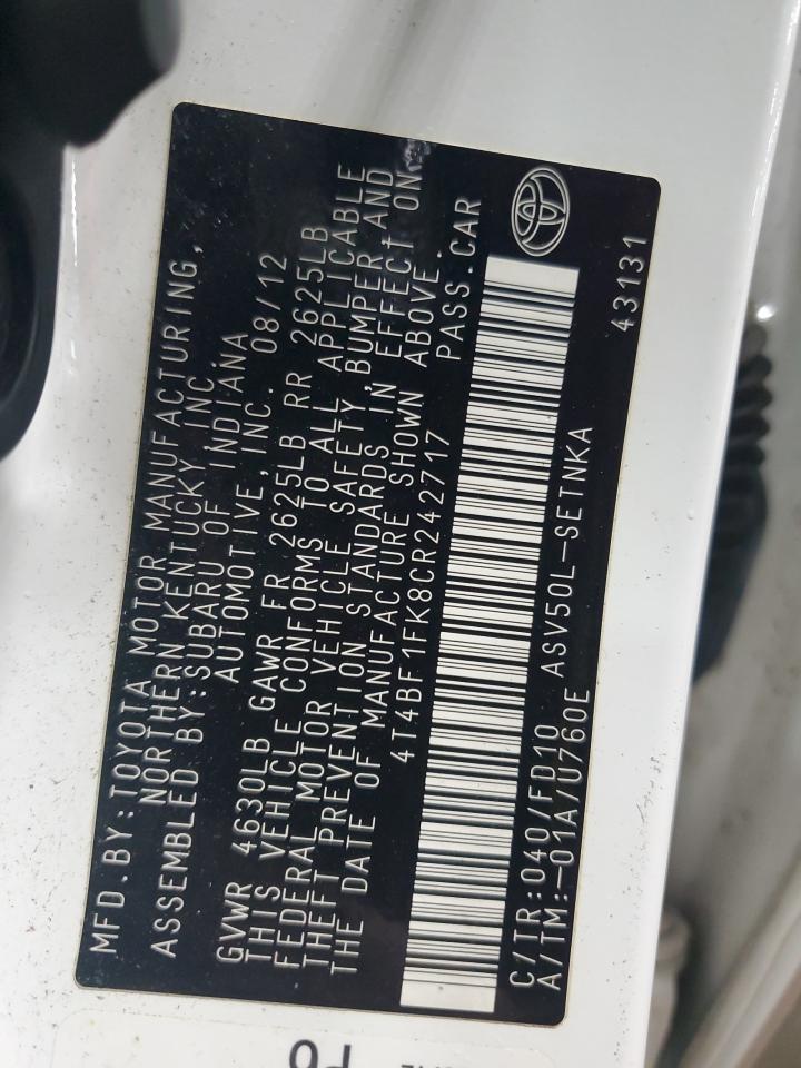 2012 TOYOTA CAMRY BASE photo 37