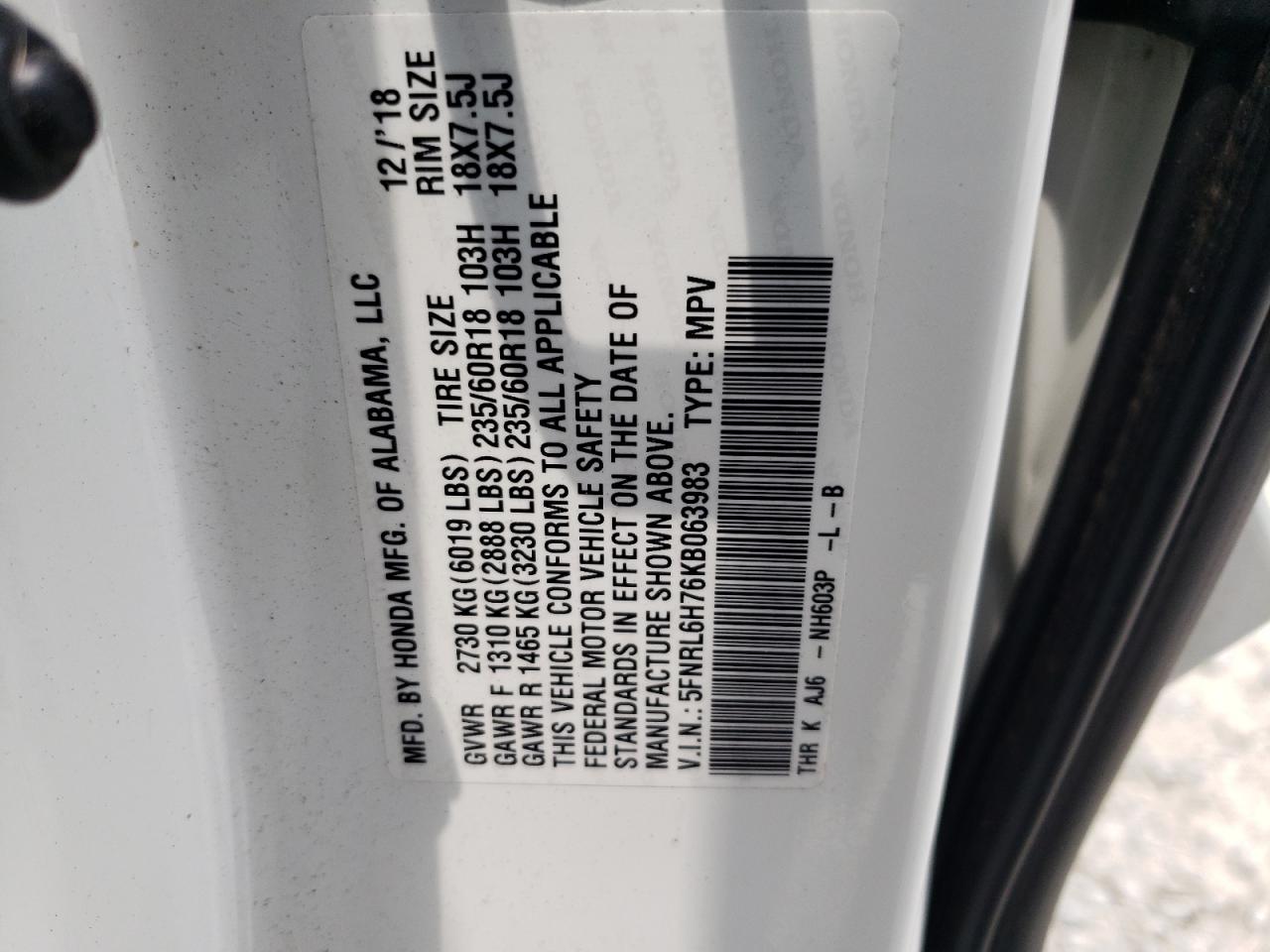 2019 HONDA ODYSSEY EXL photo 40