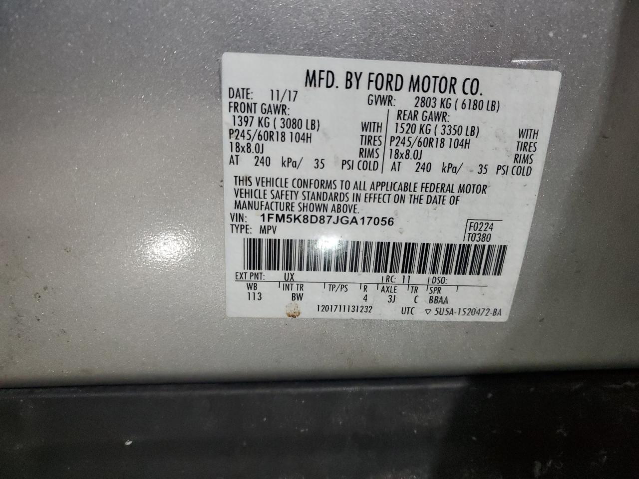2018 FORD EXPLORER XLT photo 37