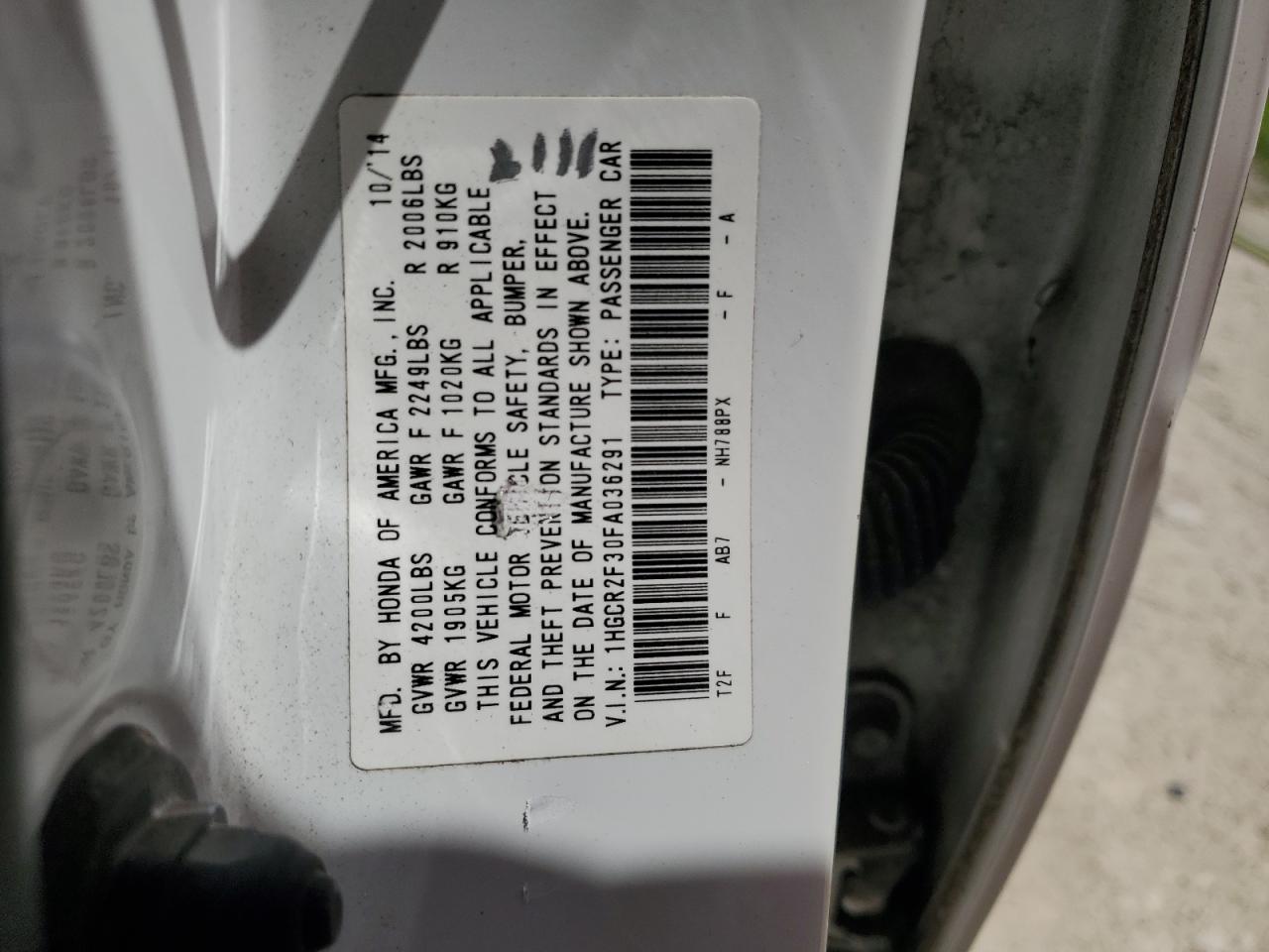 2015 HONDA ACCORD LX photo 37