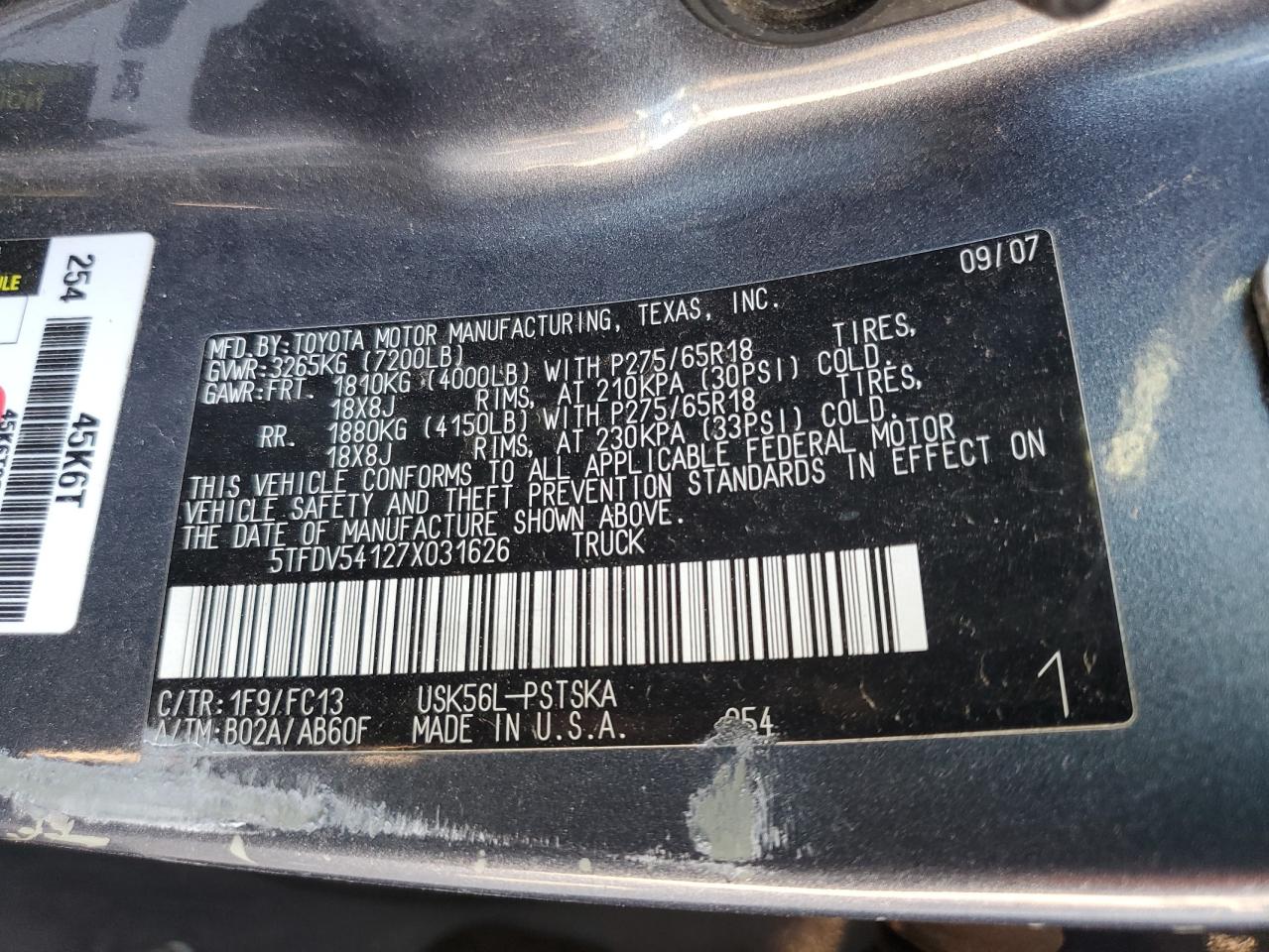 2007 TOYOTA TUNDRA CREWMAX SR5 photo 12
