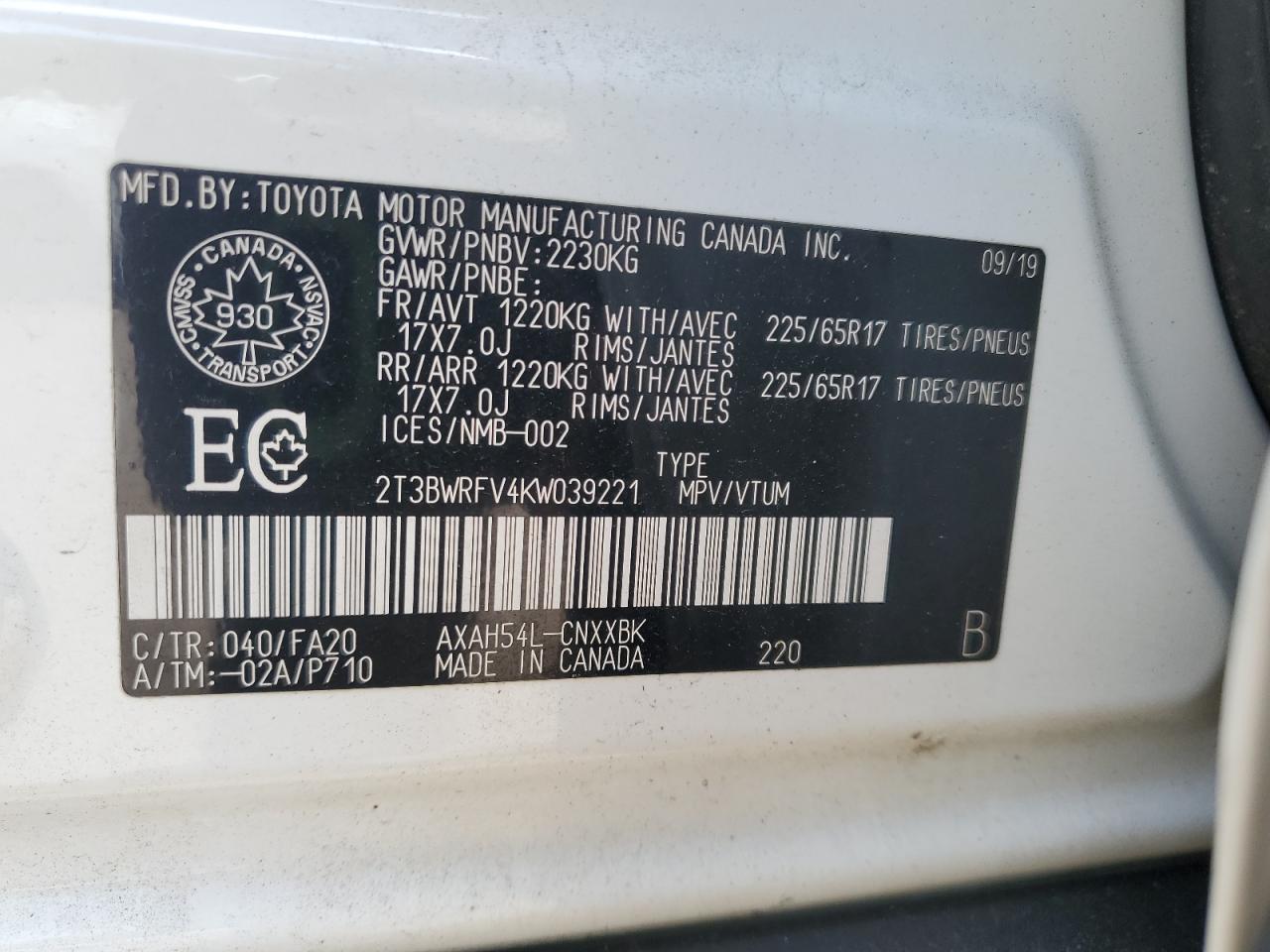 2019 TOYOTA RAV4 LE photo 27