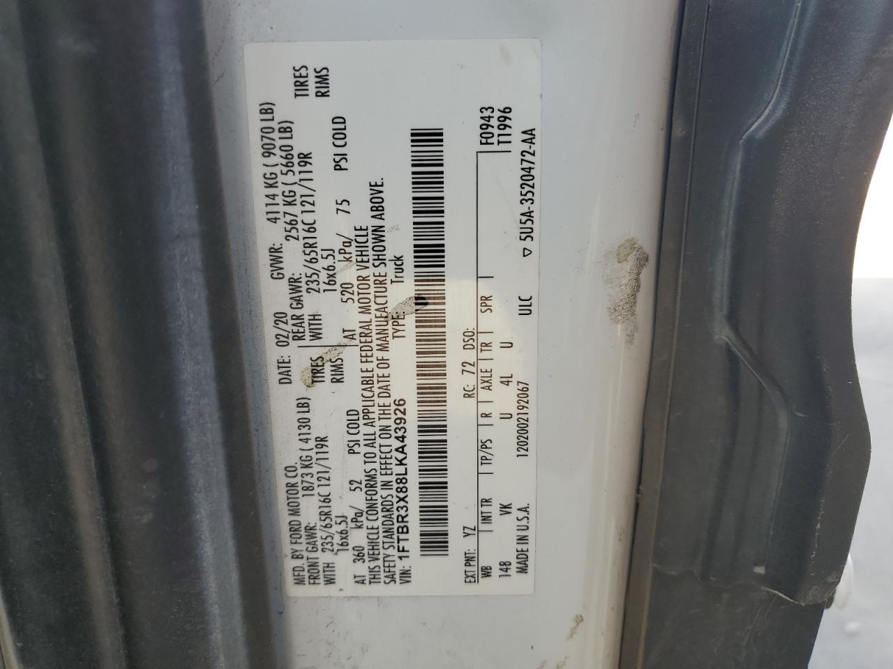 2020 FORD TRANSIT T-250 photo 14
