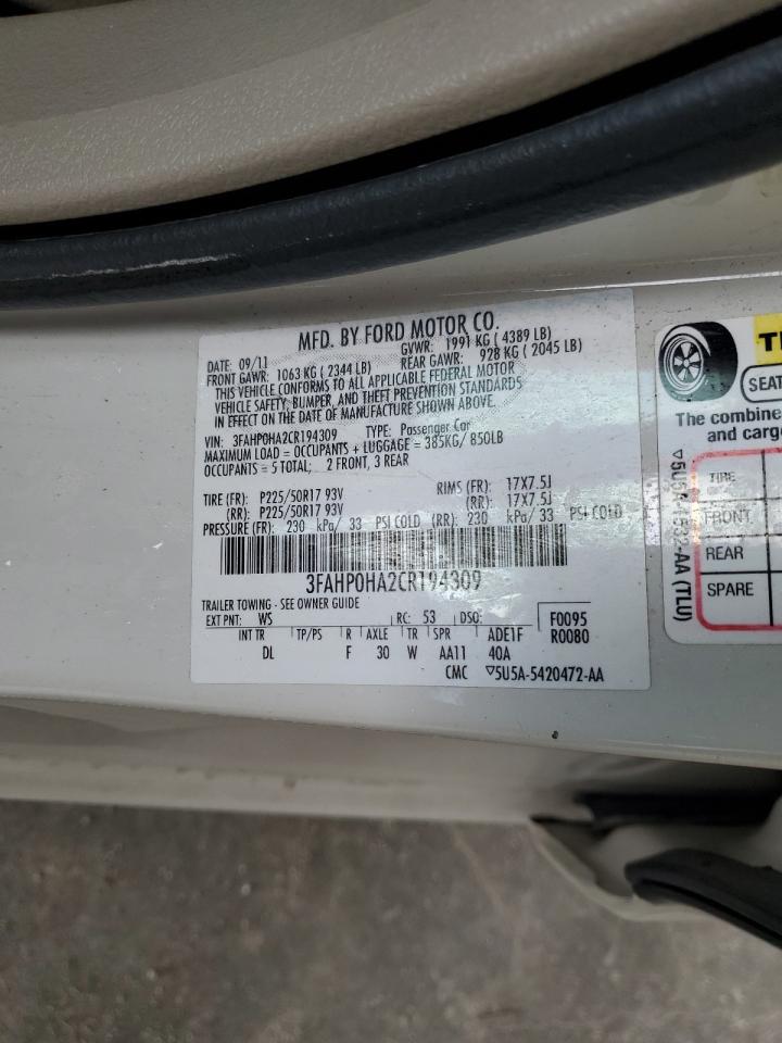 2012 FORD FUSION SE photo 34