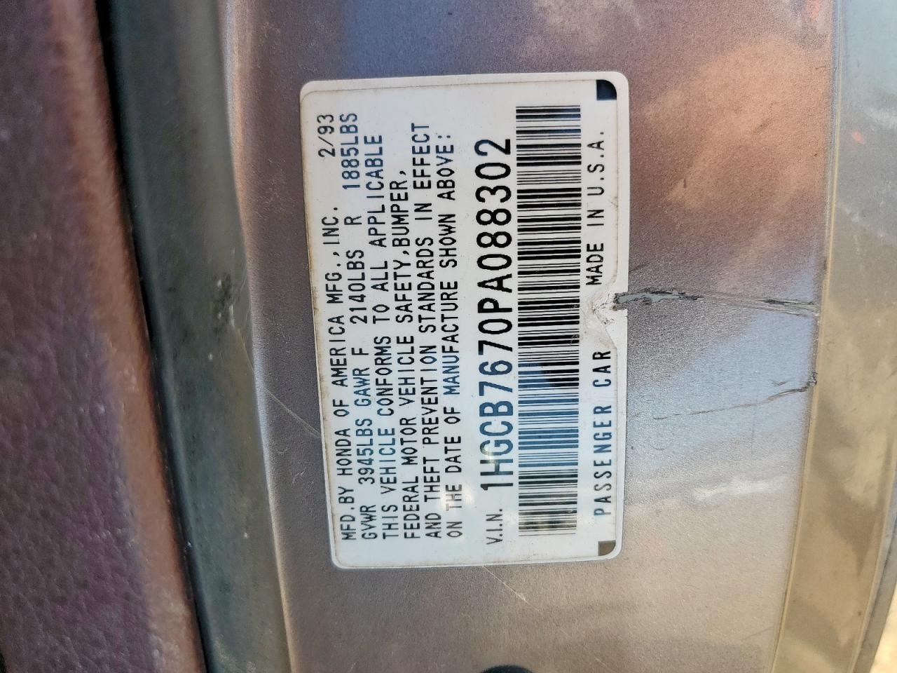 1993 HONDA ACCORD EX photo 23