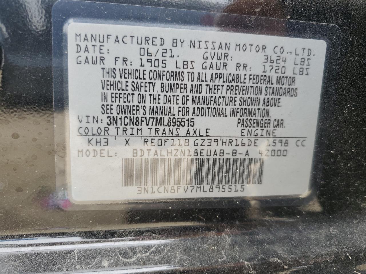 2021 NISSAN VERSA SR photo 25