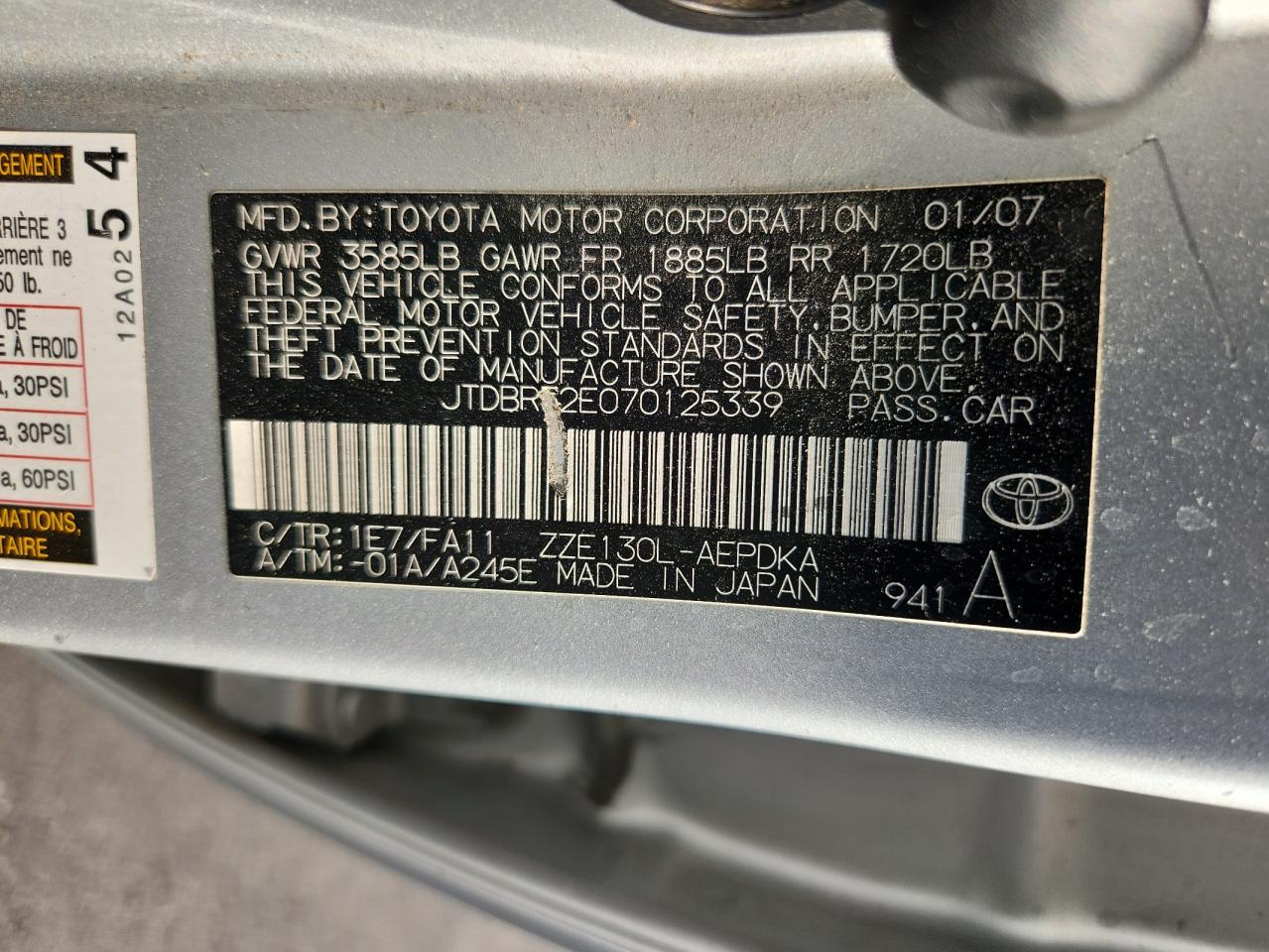 2007 TOYOTA COROLLA CE photo 13