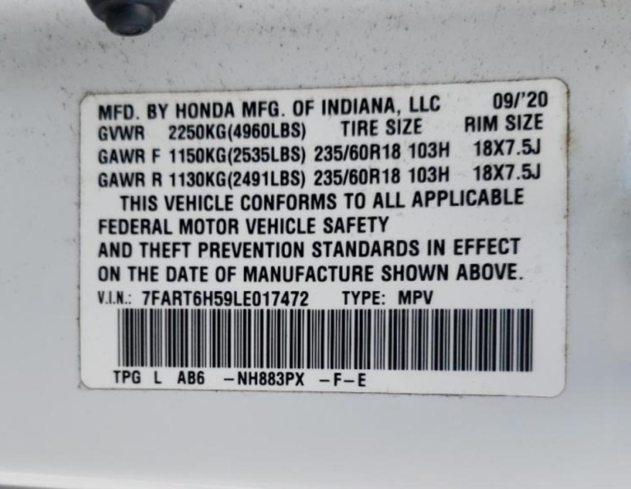 2020 HONDA CR-V EX photo 14