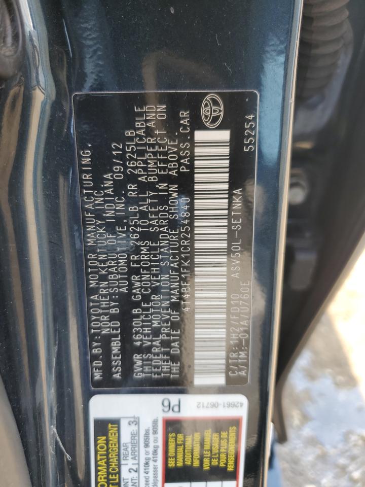 2012 TOYOTA CAMRY LE photo 34