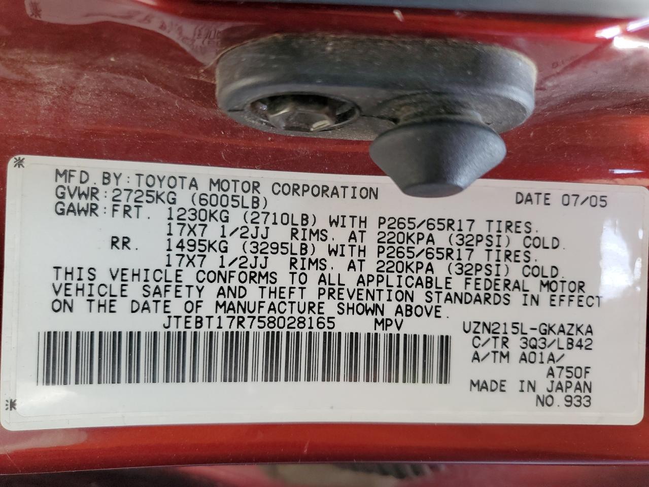 2005 TOYOTA 4RUNNER LIMITED photo 37