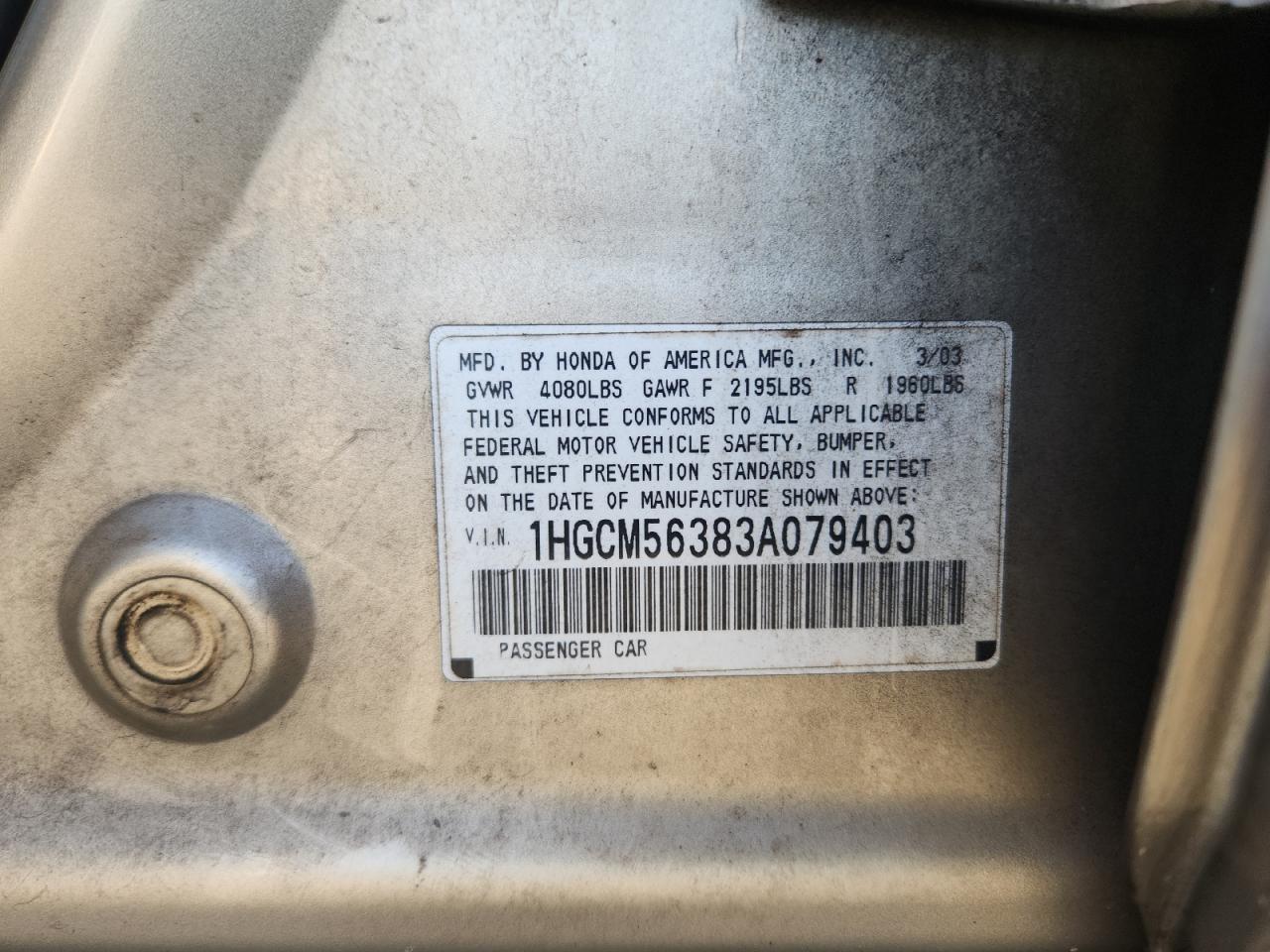 2003 HONDA ACCORD LX photo 23
