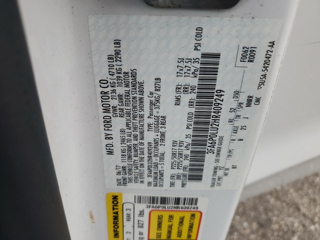 2017 FORD FUSION SE HYBRID photo 23