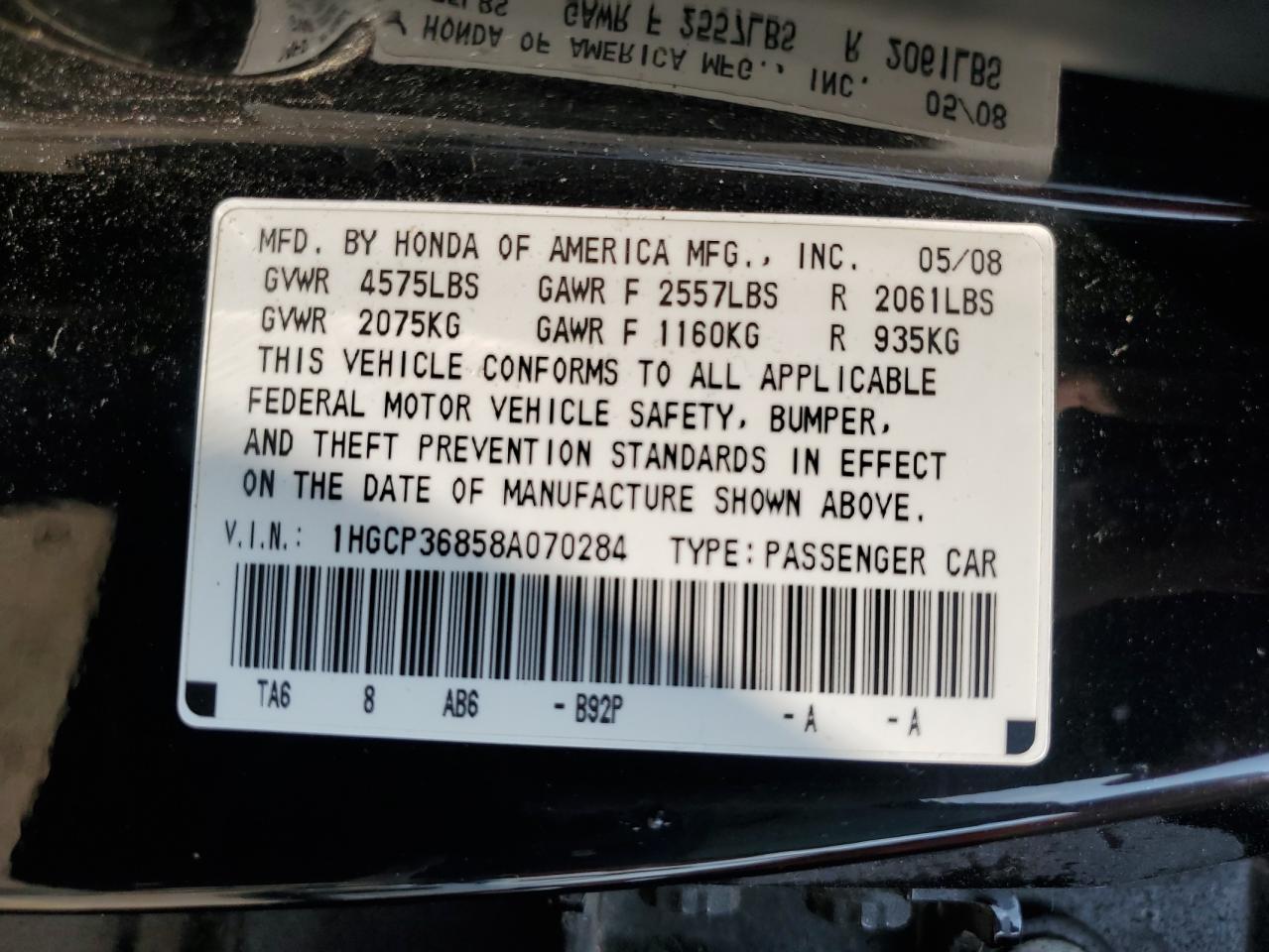 2008 HONDA ACCORD EXL photo 23
