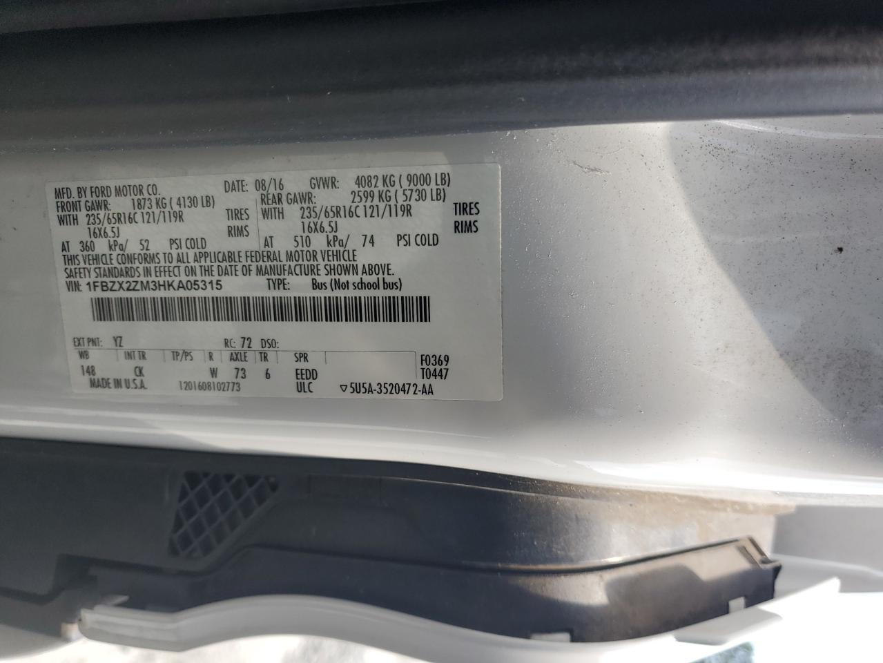 2017 FORD TRANSIT T-350 photo 25