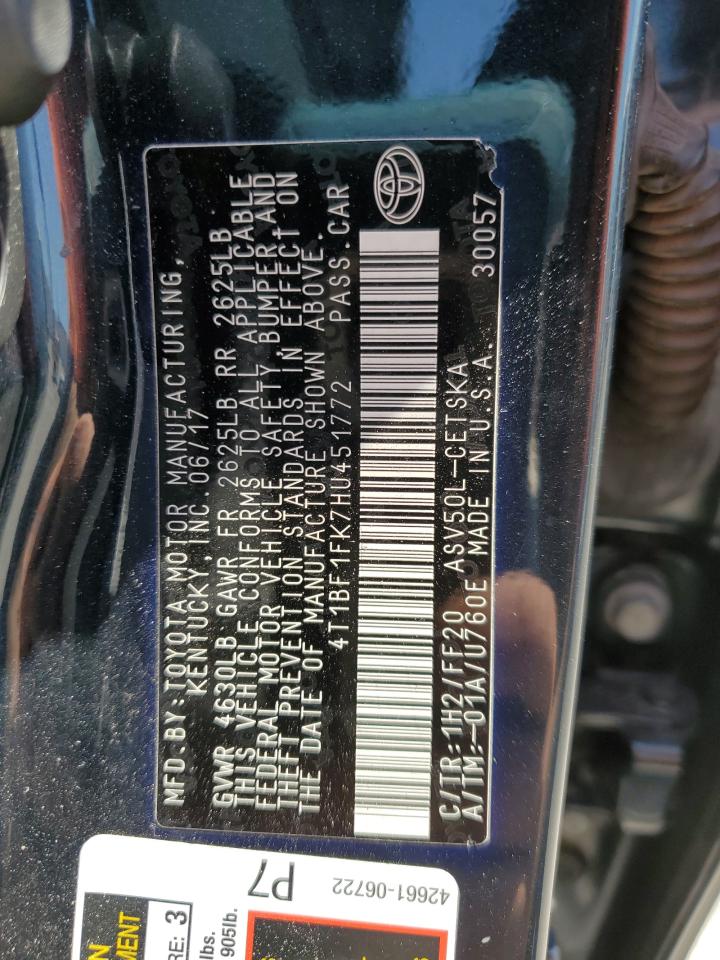 2017 TOYOTA CAMRY LE photo 12