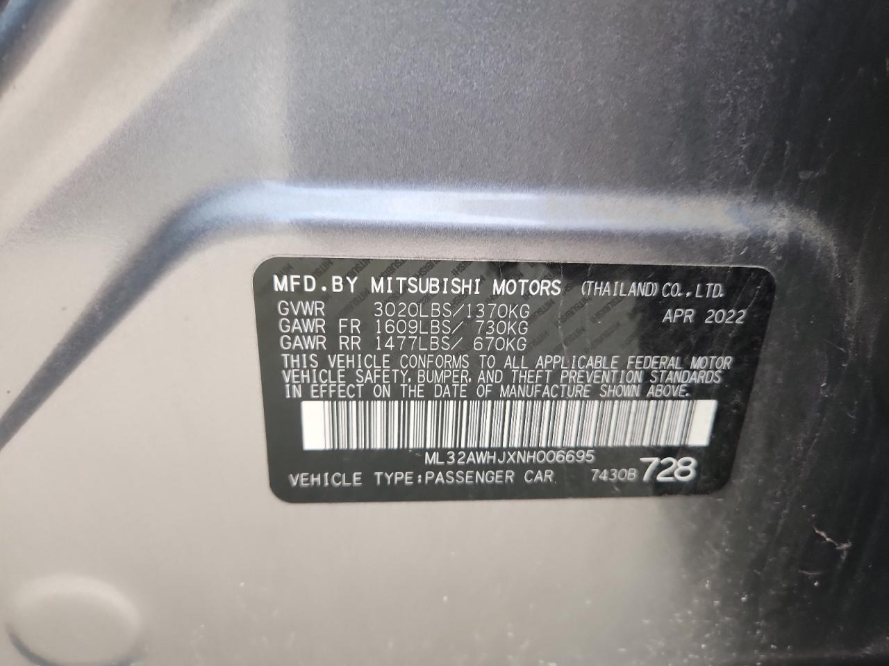 2022 MITSUBISHI MIRAGE SE photo 23