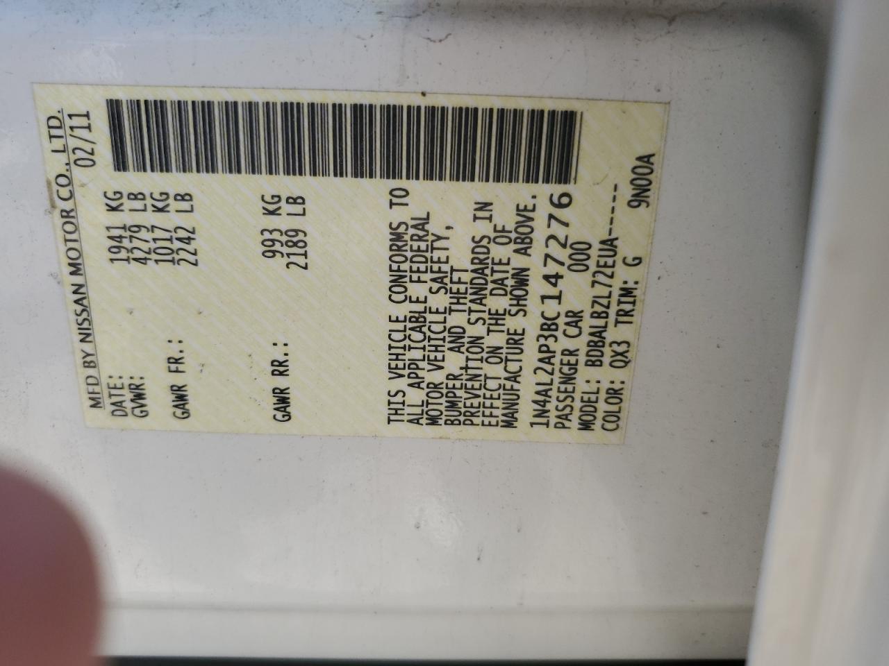 2011 NISSAN ALTIMA BASE photo 25