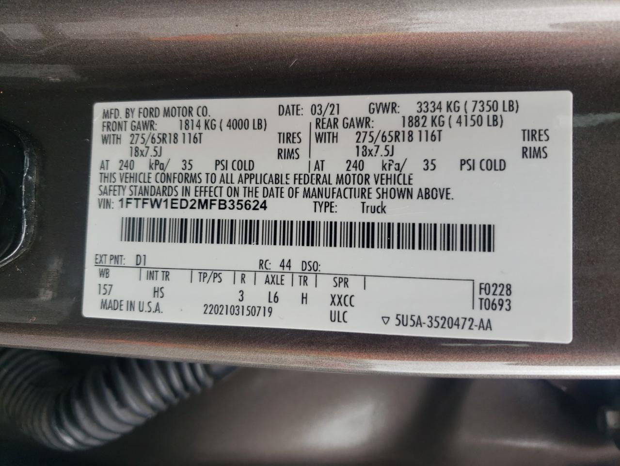 2021 FORD F150 SUPERCREW photo 12