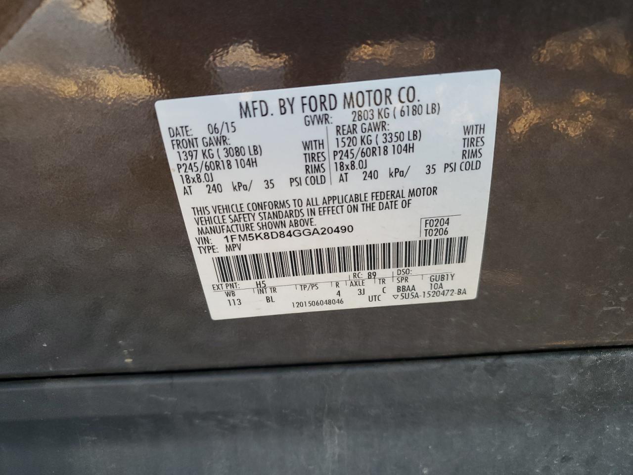 2016 FORD EXPLORER XLT photo 37