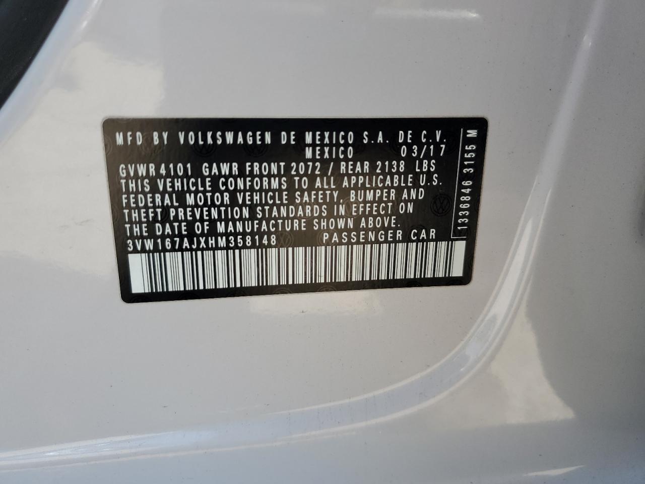 2017 VOLKSWAGEN JETTA S photo 12