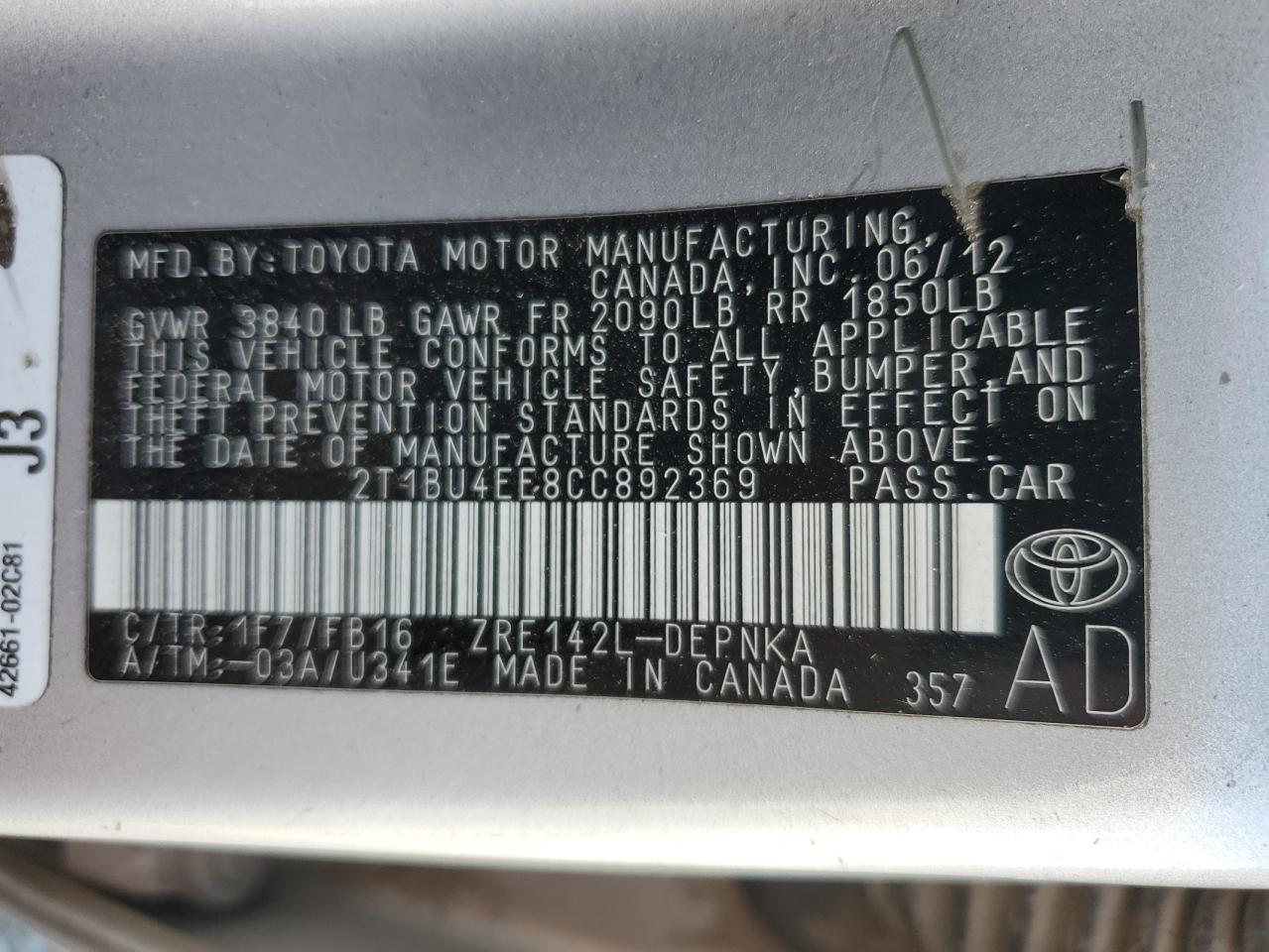 2012 TOYOTA COROLLA LE photo 23