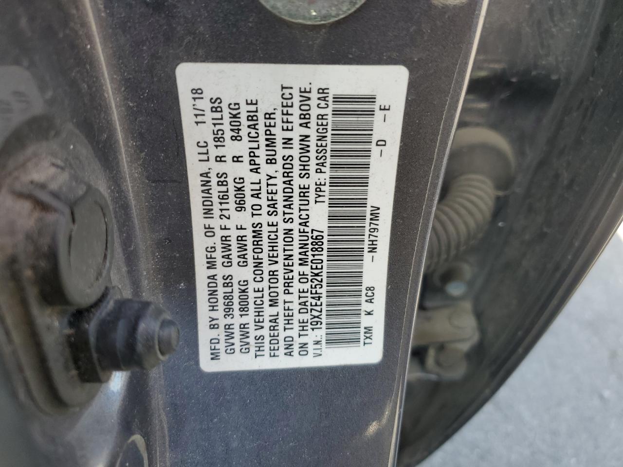 2019 HONDA INSIGHT EX photo 12