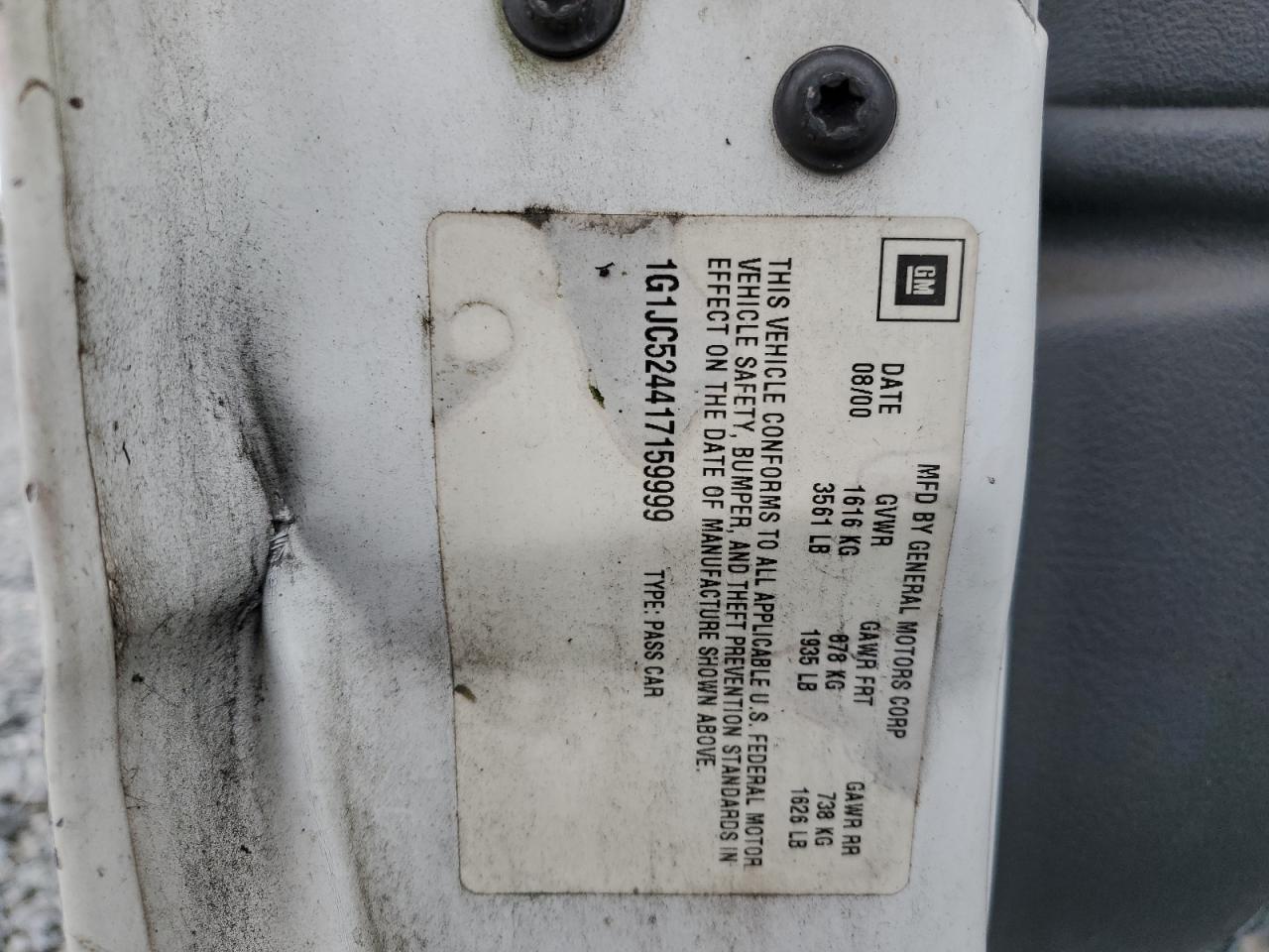 2001 CHEVROLET CAVALIER BASE photo 12