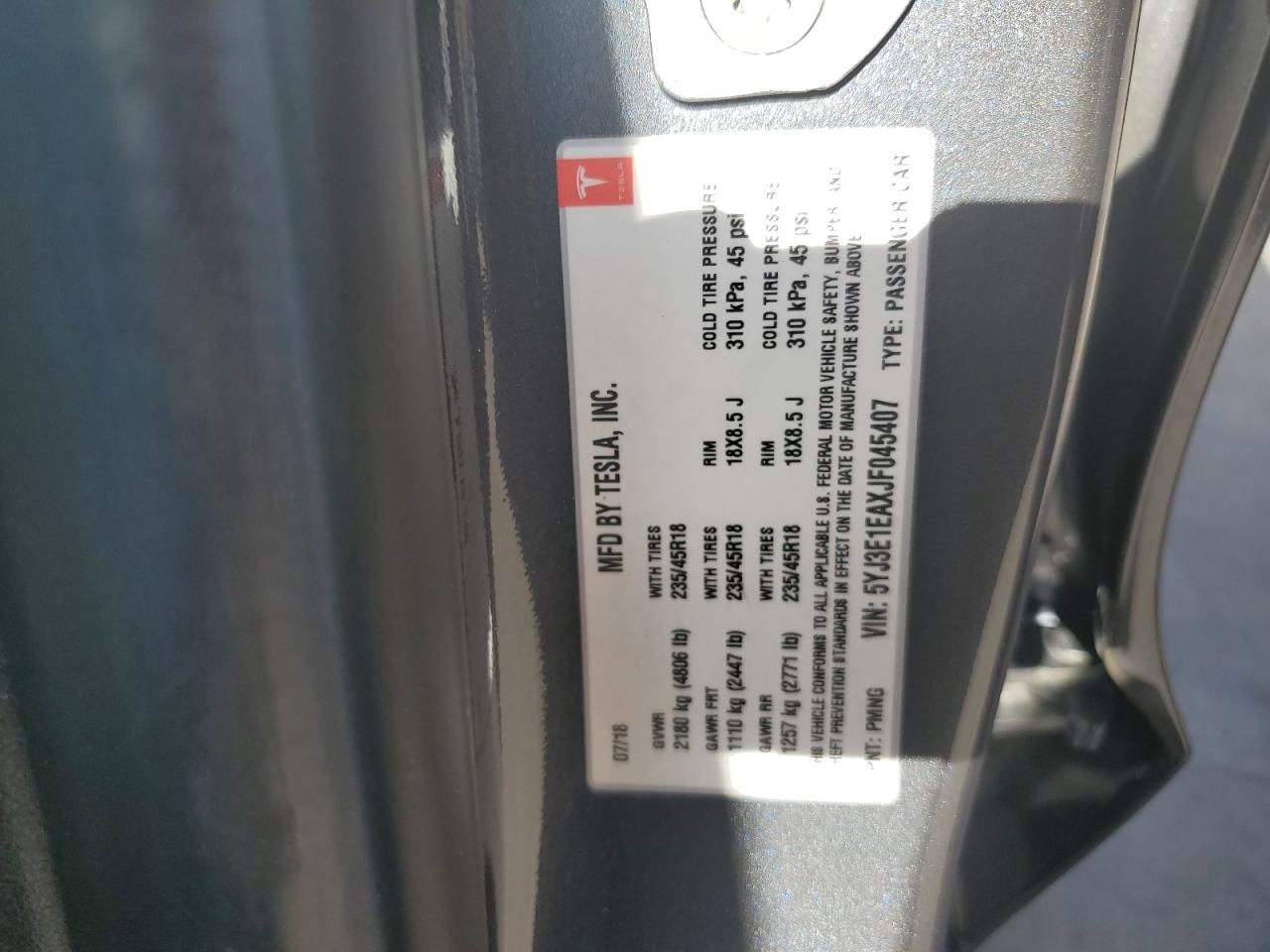 2018 TESLA MODEL 3 photo 12