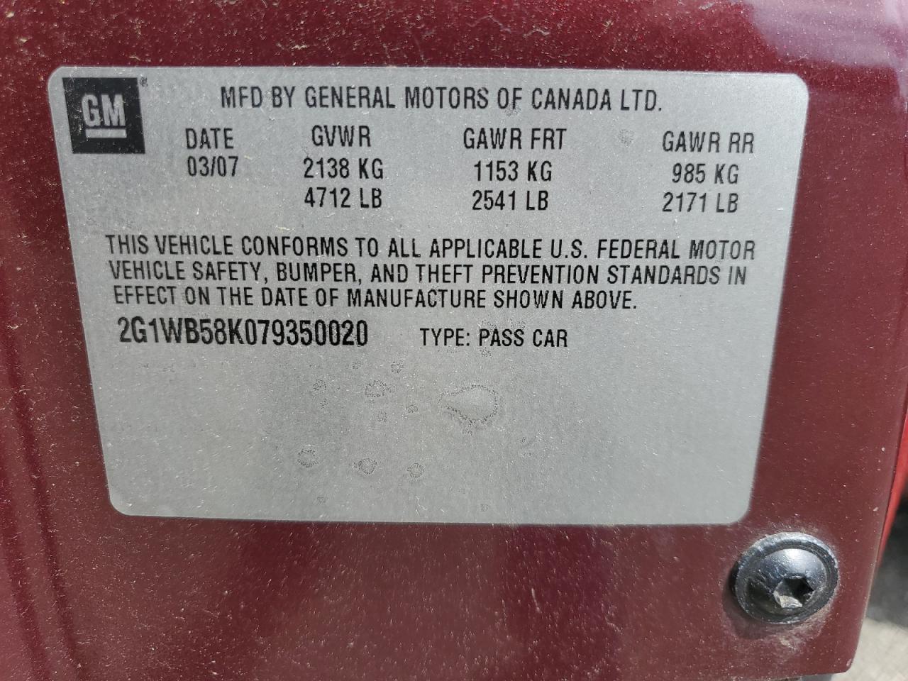 2007 CHEVROLET IMPALA LS photo 23