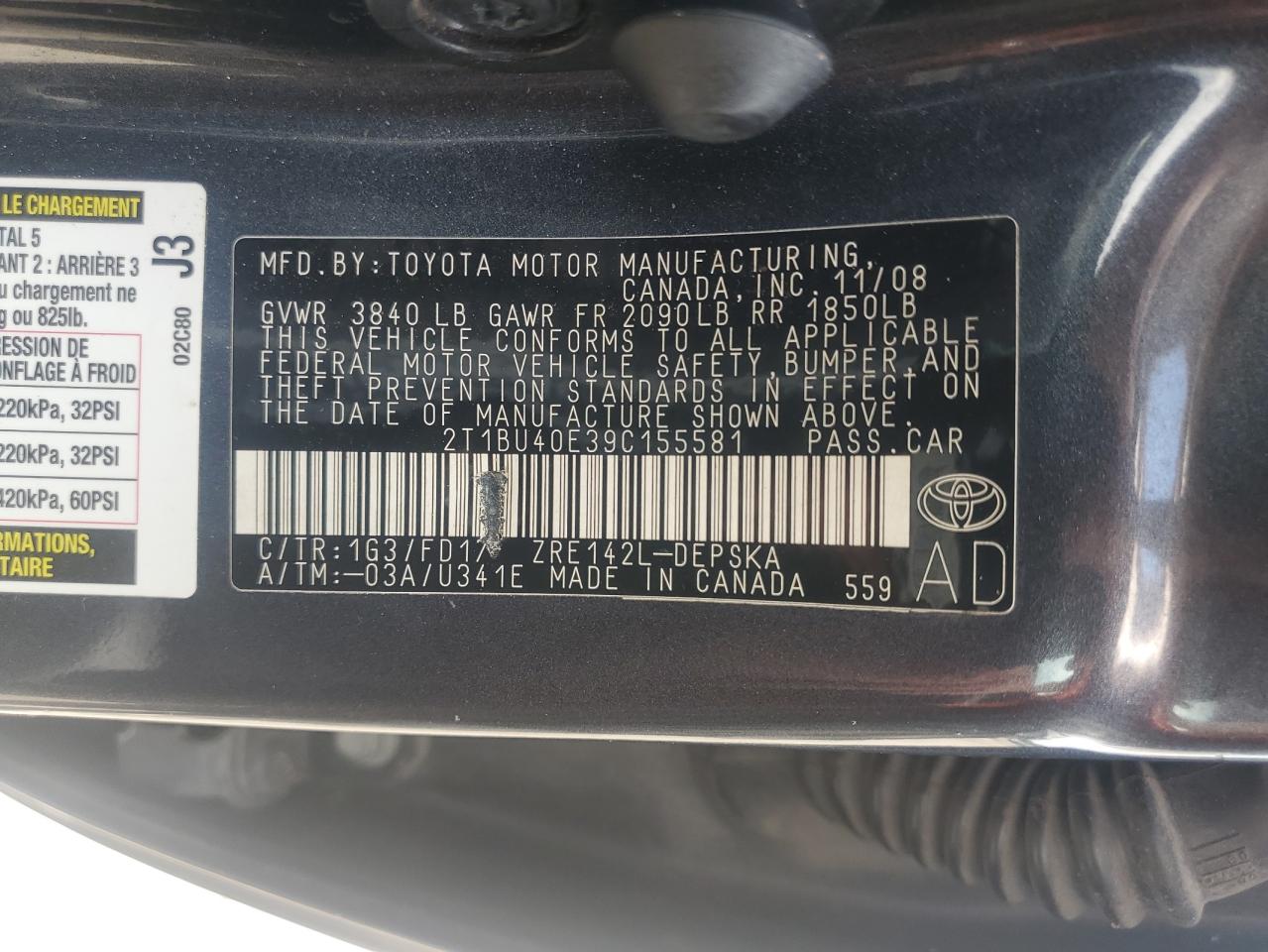 2009 TOYOTA COROLLA BASE photo 23