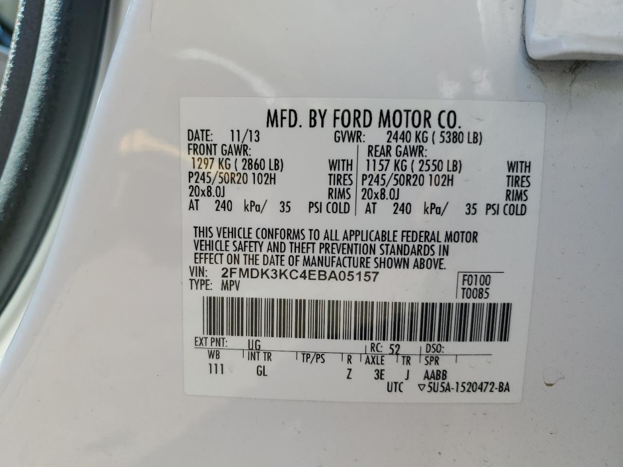 2014 FORD EDGE LIMITED photo 13