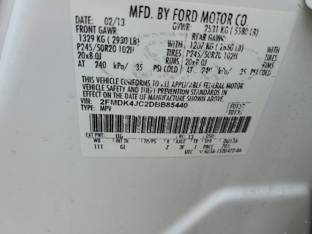 2013 FORD EDGE SEL photo 26