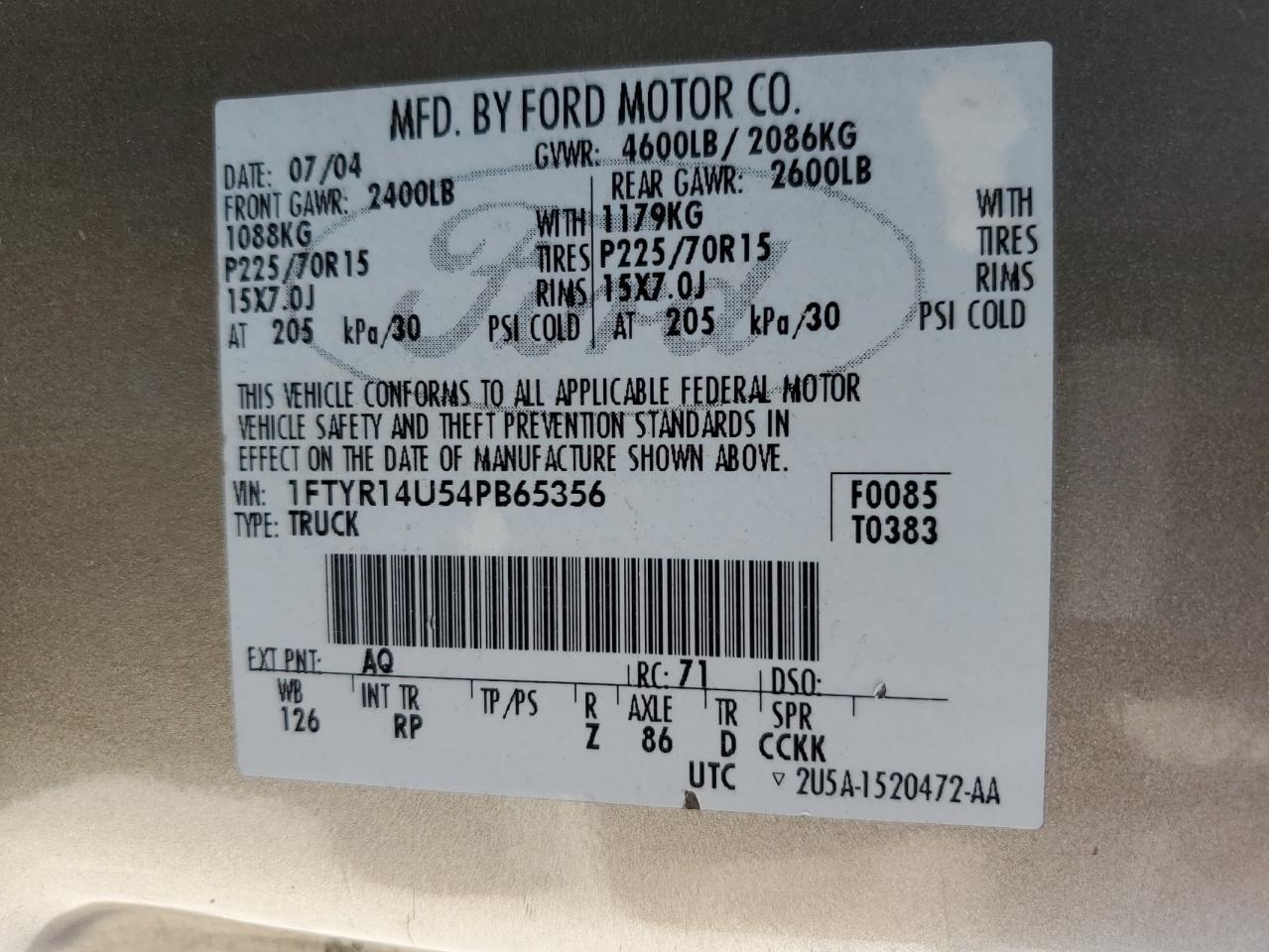 2004 FORD RANGER photo 12