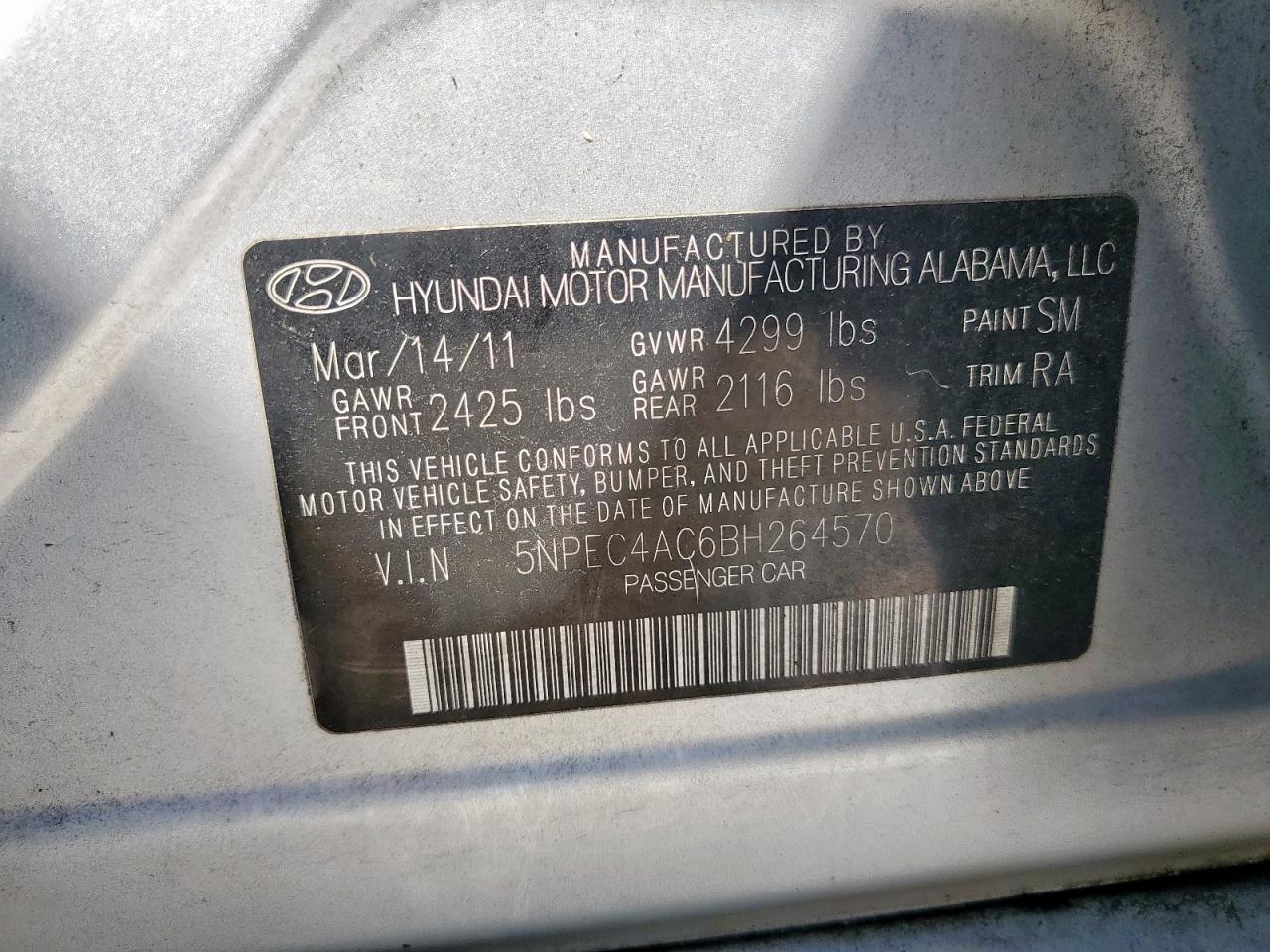 2011 HYUNDAI SONATA LIMITED photo 23