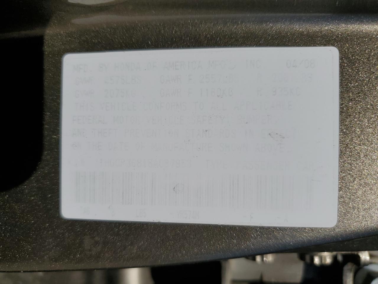 2008 HONDA ACCORD EXL photo 37
