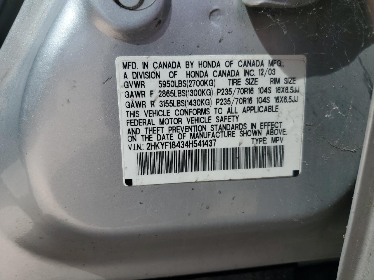 2004 HONDA PILOT EX photo 25