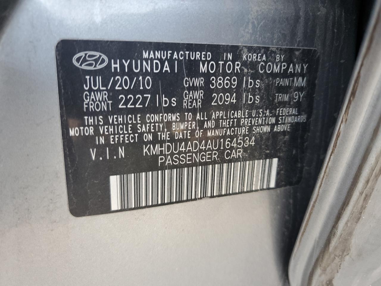2010 HYUNDAI ELANTRA BLUE photo 34