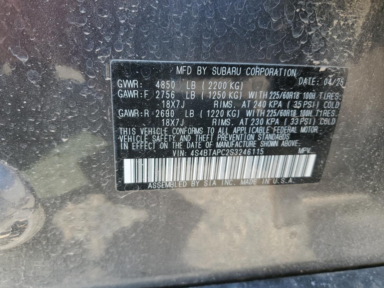2025 SUBARU OUTBACK TOURING photo 37
