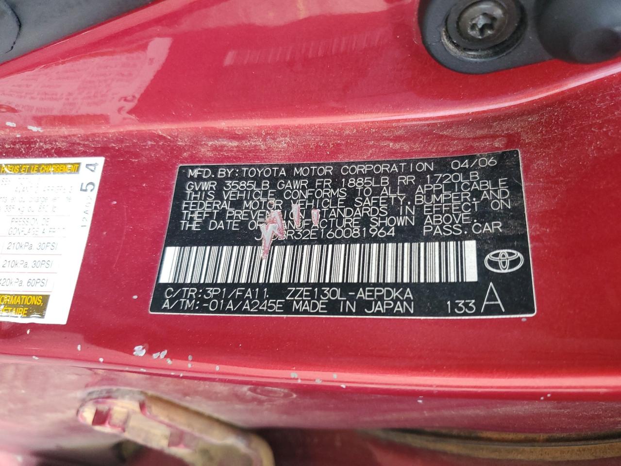 2006 TOYOTA COROLLA CE photo 34
