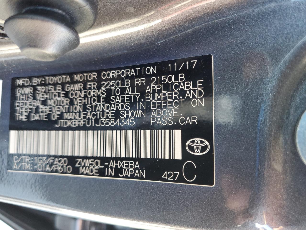 2018 TOYOTA PRIUS TWO photo 23