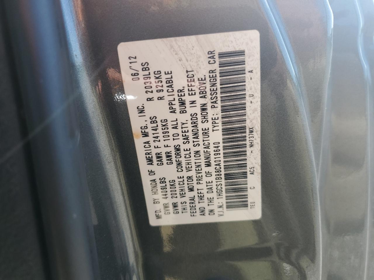 2012 HONDA ACCORD EXL photo 23