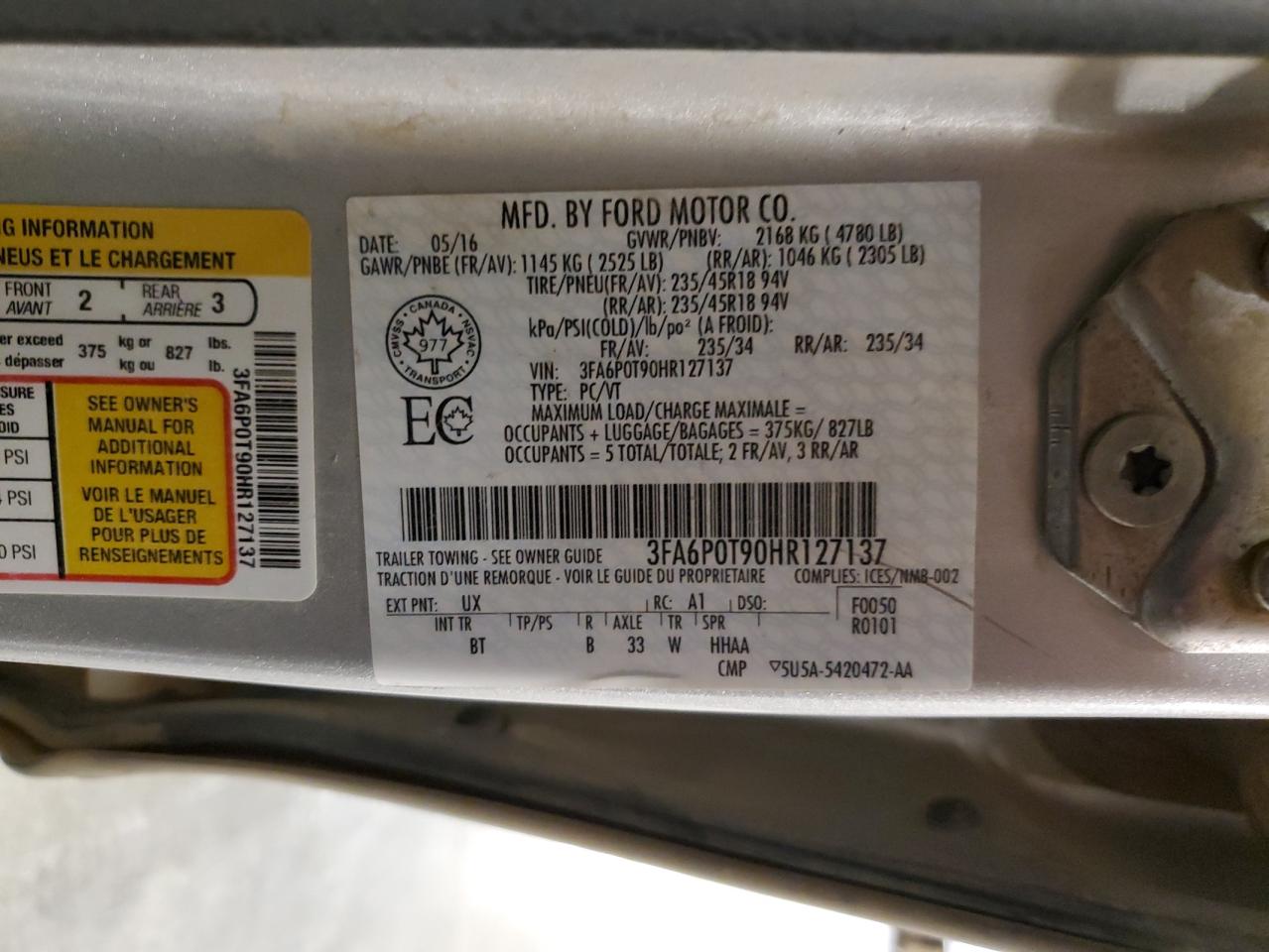 2017 FORD FUSION SE photo 23