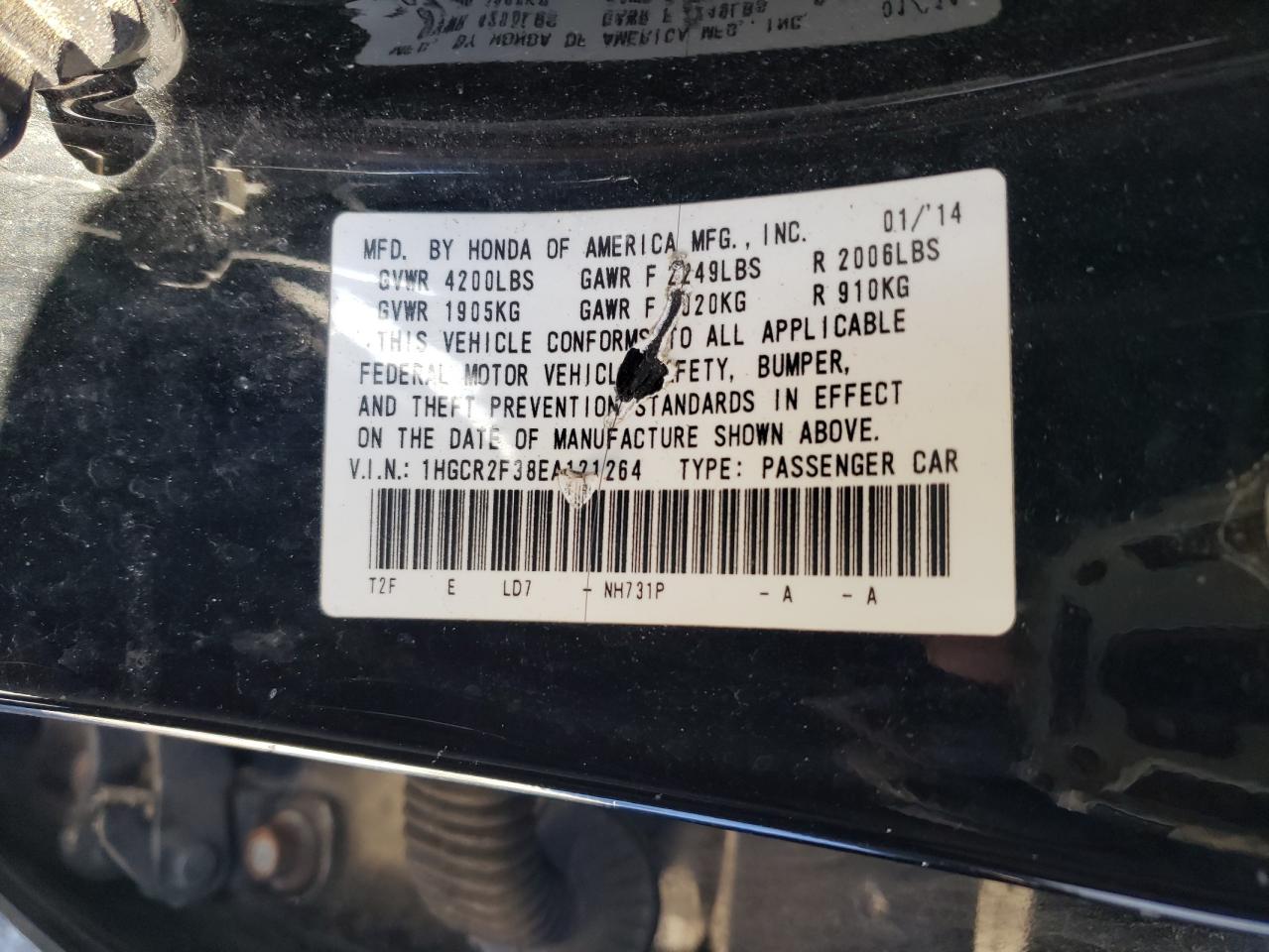 2014 HONDA ACCORD LX photo 34