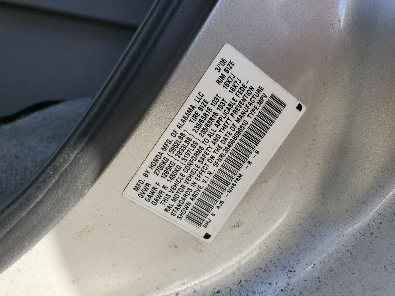 2006 HONDA ODYSSEY EX photo 25