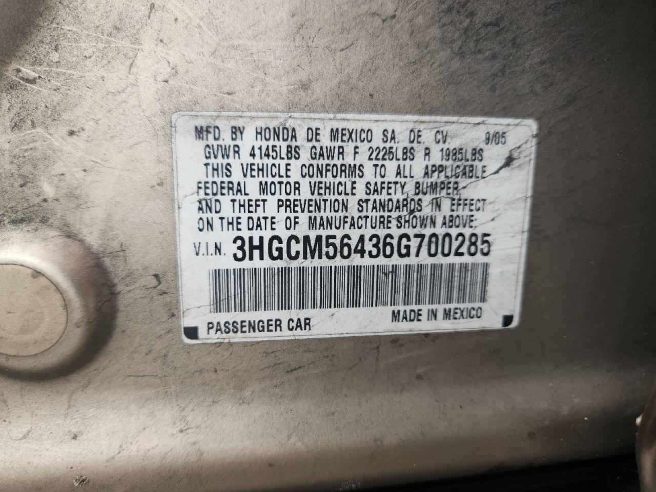 2006 HONDA ACCORD LX photo 23