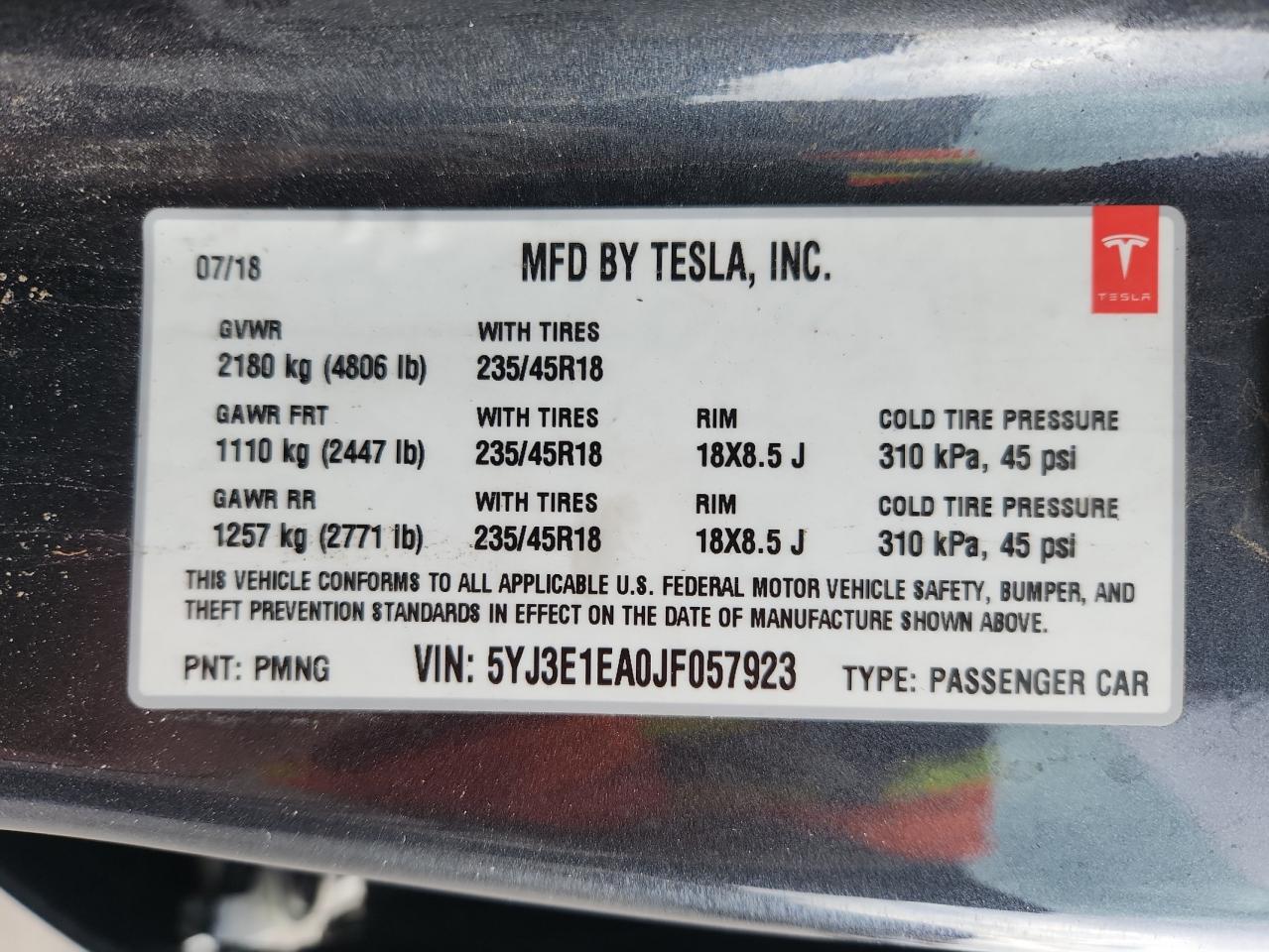 2018 TESLA MODEL 3 photo 12