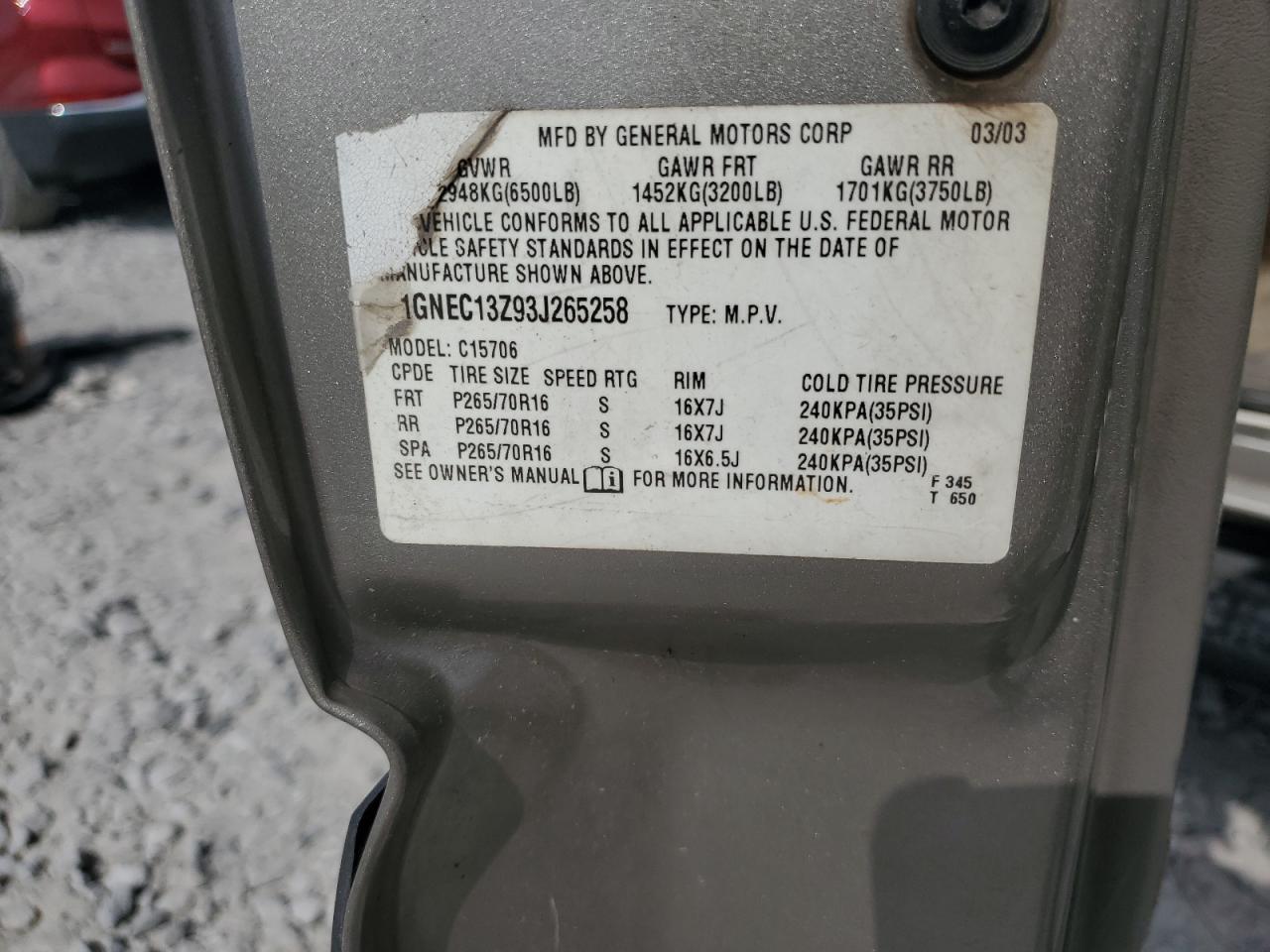2003 CHEVROLET TAHOE C1500 photo 25