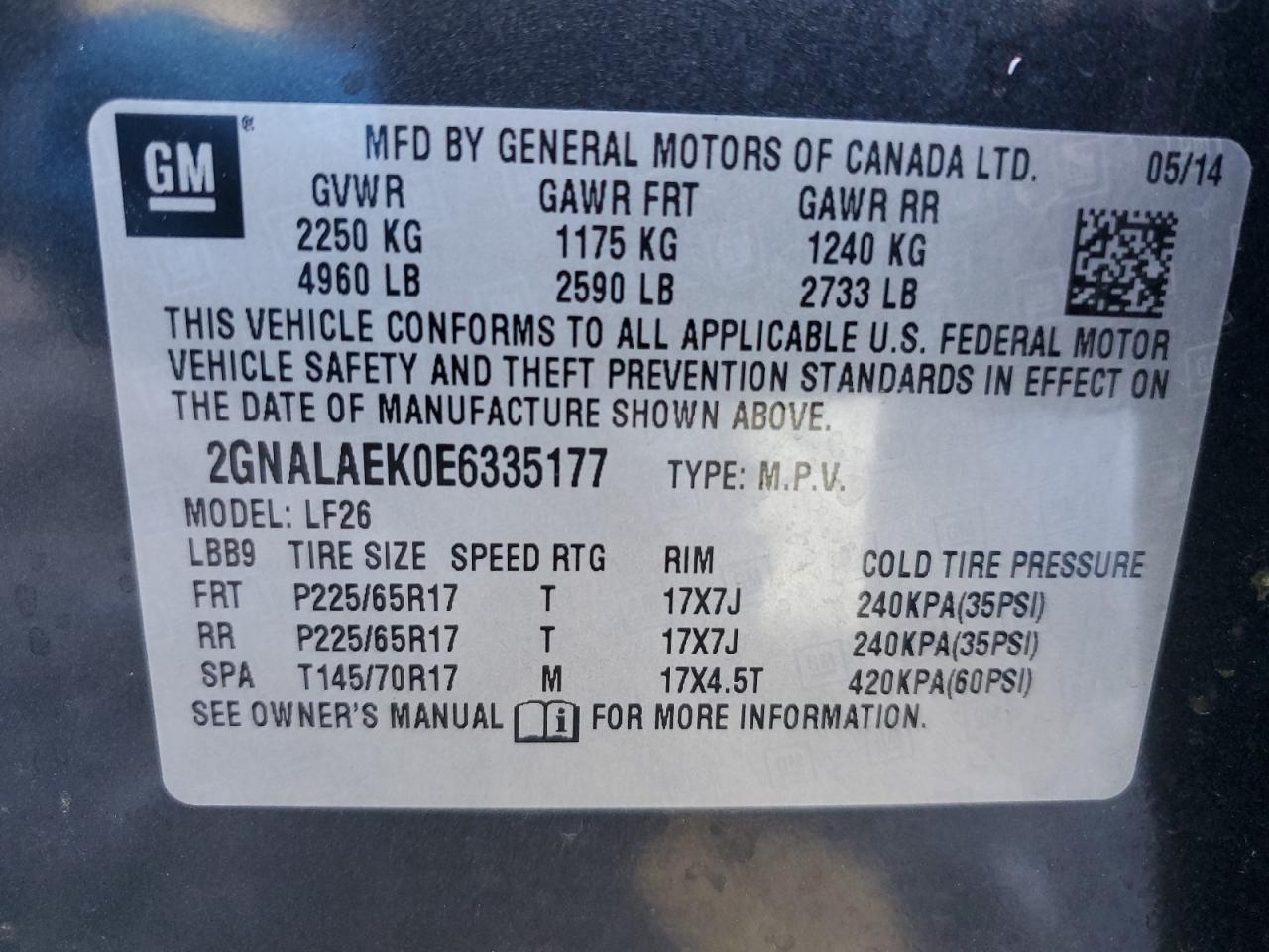 2014 CHEVROLET EQUINOX LS photo 13