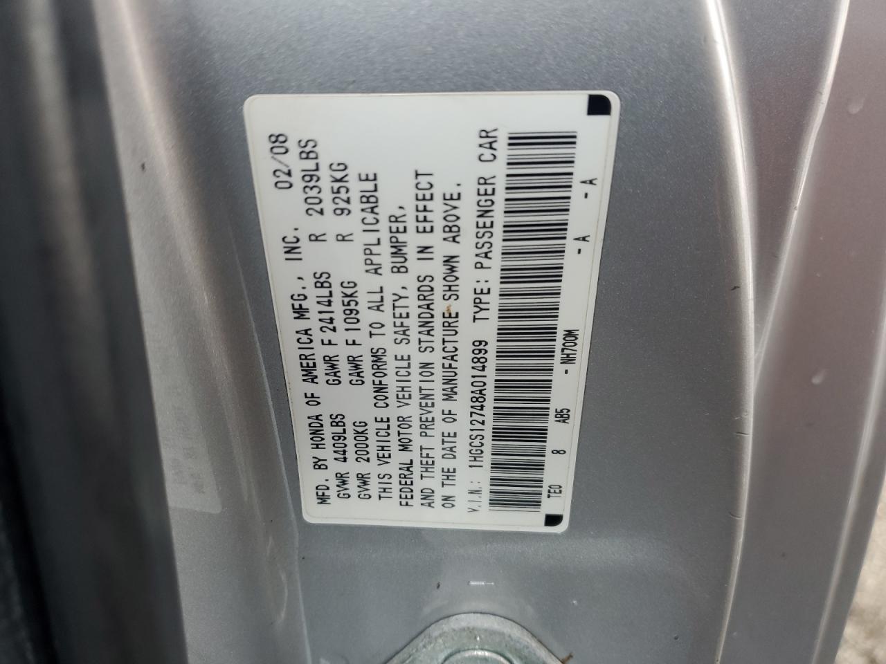 2008 HONDA ACCORD EX photo 23