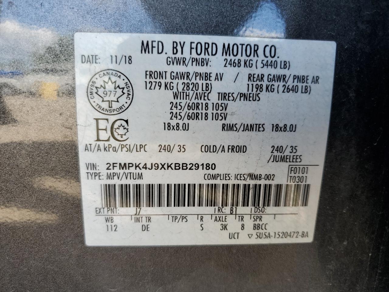 2019 FORD EDGE SEL photo 27